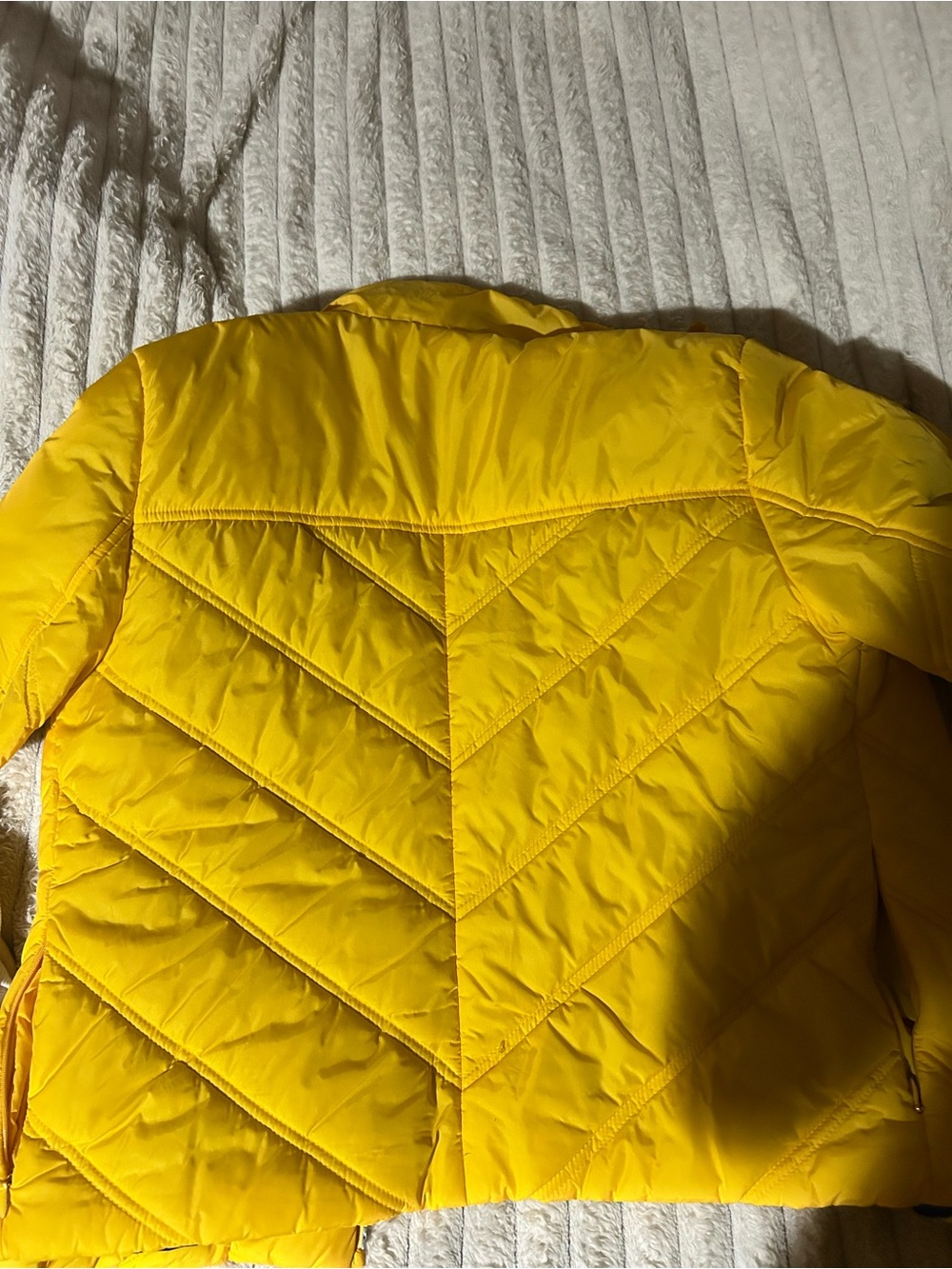 Ralph Lauren Yellow Puffer Jacket with Blue Trim - Picture 2 of 4